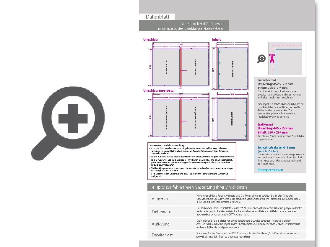 Product Bild block_mit_softcover__din_a4_quer__50_blatt__umschlag_und_inhalt_4_4-farbig_cmyk_beidseitig_bedruckt