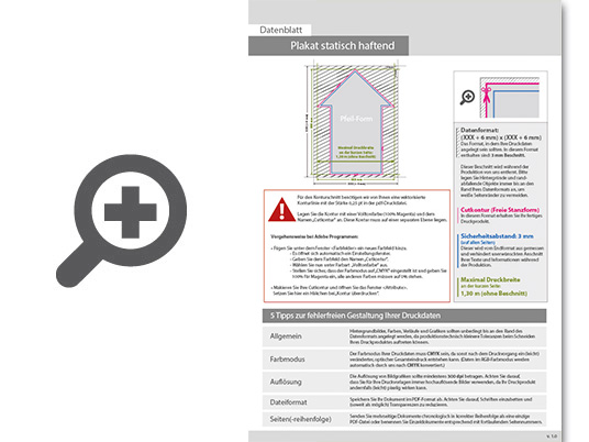 Product Bild plakat_statisch_haftend_4_0_farbig_bedruckt_in_pfeil-form_konturgeschnitten