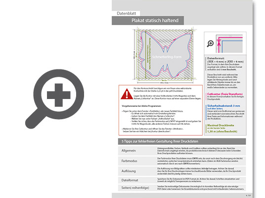 Product Bild plakat_statisch_haftend_4_0_farbig_bedruckt_in_schmetterling-form_konturgeschnitten