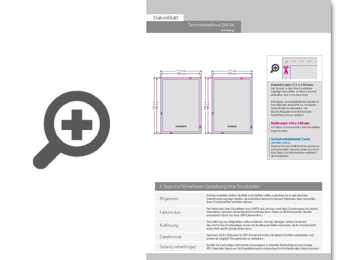 Product Bild terminzettelblock__din_a6__200_blatt__4_4_farbig_beidseitig_bedruckt